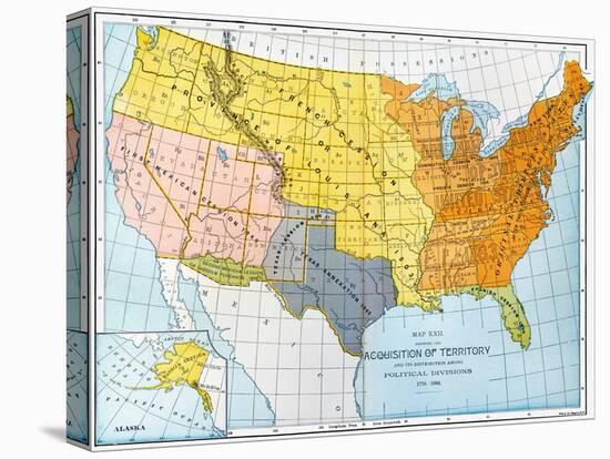 U.S. Map, 1776/1884-null-Stretched Canvas