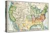 U.S. Map Showing Seceeding States by Date, American Civil War, c.1861-null-Stretched Canvas