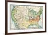 U.S. Map Showing Seceeding States by Date, American Civil War, c.1861-null-Framed Giclee Print