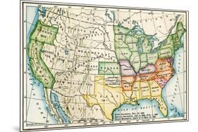U.S. Map Showing Seceeding States by Date, American Civil War, c.1861-null-Mounted Giclee Print