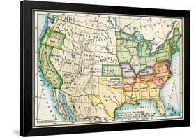 U.S. Map Showing Seceeding States by Date, American Civil War, c.1861-null-Framed Giclee Print