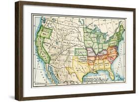 U.S. Map Showing Seceeding States by Date, American Civil War, c.1861-null-Framed Giclee Print