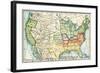 U.S. Map Showing Seceeding States by Date, American Civil War, c.1861-null-Framed Giclee Print