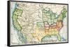 U.S. Map Showing Seceeding States by Date, American Civil War, c.1861-null-Framed Stretched Canvas