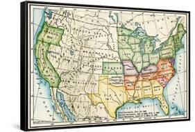 U.S. Map Showing Seceeding States by Date, American Civil War, c.1861-null-Framed Stretched Canvas