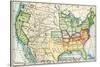 U.S. Map Showing Seceeding States by Date, American Civil War, c.1861-null-Stretched Canvas