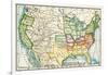 U.S. Map Showing Seceeding States by Date, American Civil War, c.1861-null-Framed Giclee Print