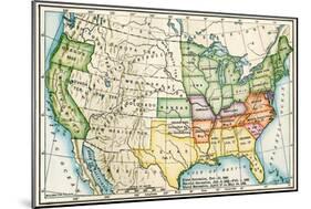 U.S. Map Showing Seceeding States by Date, American Civil War, c.1861-null-Mounted Giclee Print