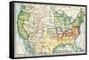 U.S. Map Showing Seceeding States by Date, American Civil War, c.1861-null-Framed Stretched Canvas