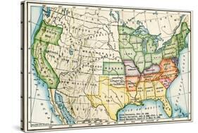 U.S. Map Showing Seceeding States by Date, American Civil War, c.1861-null-Stretched Canvas