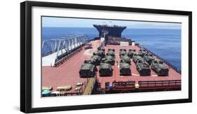 U.S. Marine Corps Aav7A1 Amphibious Assault Vehicles Aboard Usns Montford Point-null-Framed Photographic Print