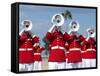 U.S. Marine Corps Drum And Bugle Corps Performing-Stocktrek Images-Framed Stretched Canvas