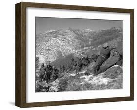 U.S. Marine Infantrymen Engage Chinese Forces at the Chosin Reservoir-null-Framed Photo