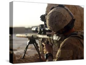 U.S. Marine Looks Through the Scope of His M16A4 Rifle for Enemy Forces-Stocktrek Images-Stretched Canvas