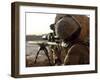 U.S. Marine Looks Through the Scope of His M16A4 Rifle for Enemy Forces-Stocktrek Images-Framed Photographic Print