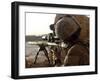 U.S. Marine Looks Through the Scope of His M16A4 Rifle for Enemy Forces-Stocktrek Images-Framed Photographic Print