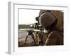 U.S. Marine Looks Through the Scope of His M16A4 Rifle for Enemy Forces-Stocktrek Images-Framed Photographic Print