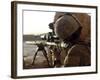 U.S. Marine Looks Through the Scope of His M16A4 Rifle for Enemy Forces-Stocktrek Images-Framed Photographic Print