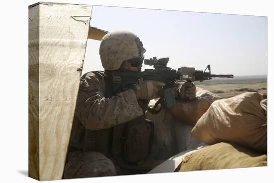 U.S. Marine Mans a Security Post During a Mission in Afghanistan-null-Stretched Canvas