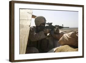 U.S. Marine Mans a Security Post During a Mission in Afghanistan-null-Framed Photographic Print