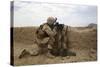 U.S. Marine Provides Security from Behind a Mud Wall-null-Stretched Canvas