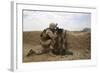 U.S. Marine Provides Security from Behind a Mud Wall-null-Framed Photographic Print
