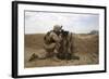 U.S. Marine Provides Security from Behind a Mud Wall-null-Framed Photographic Print