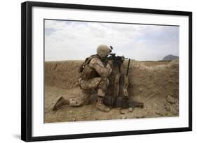 U.S. Marine Provides Security from Behind a Mud Wall-null-Framed Photographic Print