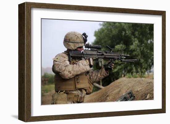 U.S. Marine Provides Security with an M249 Squad Automatic Weapon-null-Framed Photographic Print