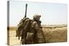U.S. Marine Takes Cover Behind a Wall During a Patrol in Afghanistan-null-Stretched Canvas