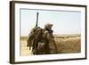 U.S. Marine Takes Cover Behind a Wall During a Patrol in Afghanistan-null-Framed Photographic Print