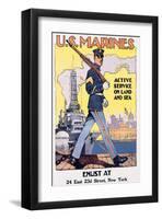 U.S. Marines, Active Service On Land And Sea-Sidney H^ Reisenberg-Framed Art Print