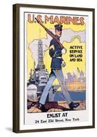 U.S. Marines, Active Service On Land And Sea-Sidney H^ Reisenberg-Framed Art Print