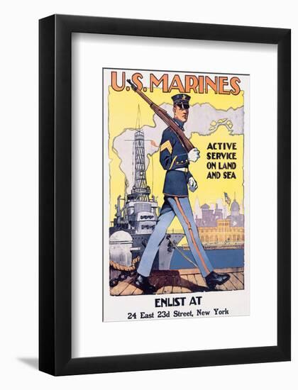U.S. Marines, Active Service On Land And Sea-Sidney H^ Reisenberg-Framed Art Print