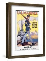 U.S. Marines, Active Service On Land And Sea-Sidney H^ Reisenberg-Framed Art Print