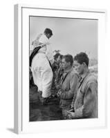 U.S. Marines and a Chaplain Celebrate Catholic Communion During the Battle of Iwo Jima-null-Framed Photo