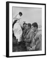 U.S. Marines and a Chaplain Celebrate Catholic Communion During the Battle of Iwo Jima-null-Framed Photo