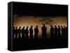 U.S. Marines Bowing Their Heads in Silence in Honor of Fallen Comrades-Stocktrek Images-Framed Stretched Canvas