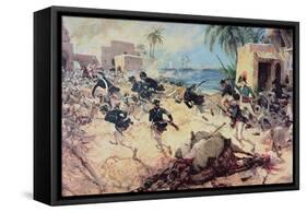 U.S. Marines Capture the Barbary Pirate Fortress at Derna, Tripoli, 27th April 1805-C.h. Waterhouse-Framed Stretched Canvas