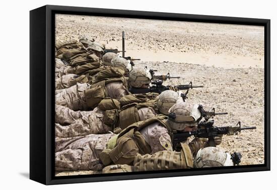 U.S. Marines Conduct a Battlesight Zero their Rifles in Al Galail, Qatar-null-Framed Stretched Canvas