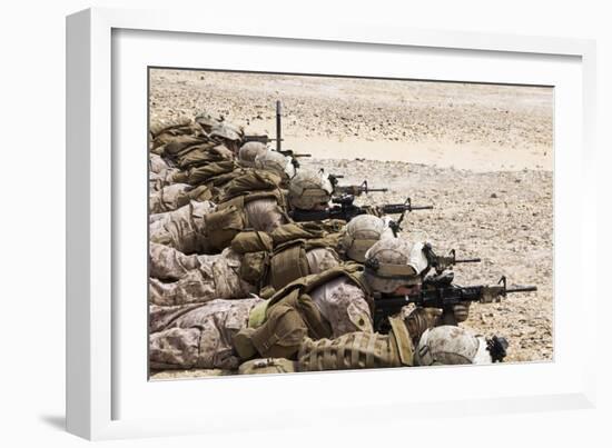 U.S. Marines Conduct a Battlesight Zero their Rifles in Al Galail, Qatar-null-Framed Photographic Print