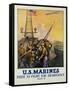 U.S. Marines - First to Fight for Democracy Recruiting Poster-L.a. Shafer-Framed Stretched Canvas