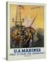 U.S. Marines - First to Fight for Democracy Recruiting Poster-L.a. Shafer-Stretched Canvas