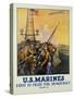U.S. Marines - First to Fight for Democracy Recruiting Poster-L.a. Shafer-Stretched Canvas