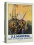 U.S. Marines - First to Fight for Democracy Recruiting Poster-L.a. Shafer-Stretched Canvas