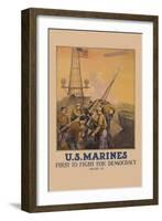 U.S. Marines, First to Fight for Democracy-L.a. Shafer-Framed Art Print