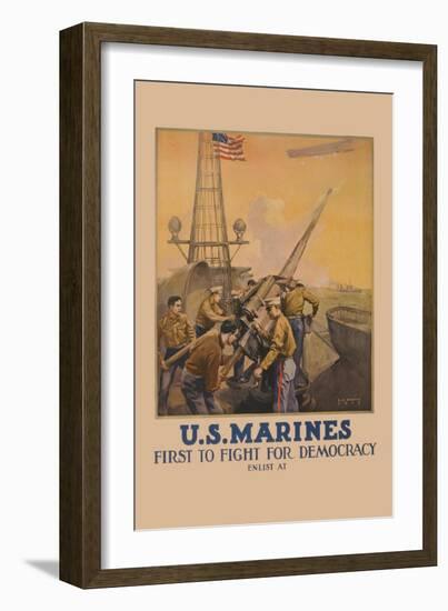 U.S. Marines, First to Fight for Democracy-L.a. Shafer-Framed Art Print