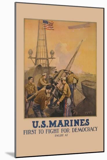U.S. Marines, First to Fight for Democracy-L.a. Shafer-Mounted Art Print