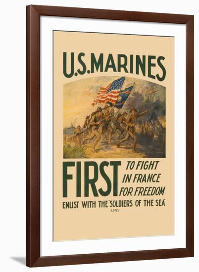 U.S. Marines, First to Fight in France for Freedom-null-Framed Art Print