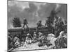 U.S. Marines Move Out from the Tarawa Beachhead into Japanese Smoke Covered Airstrip-null-Mounted Photo